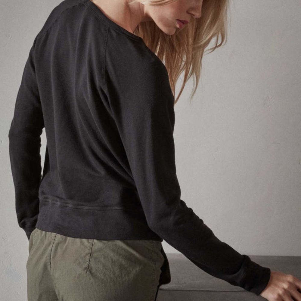 James Perse • Vintage French Terry Sweatshirt black raglan pullover cotton knit - Picture 10 of 10